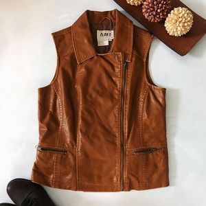 Faux leather vest. NEVER WORN BEFORE!